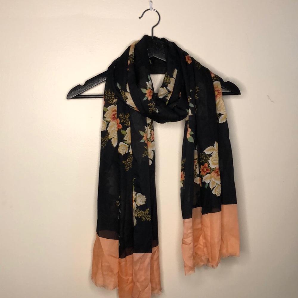 Black floral scarf